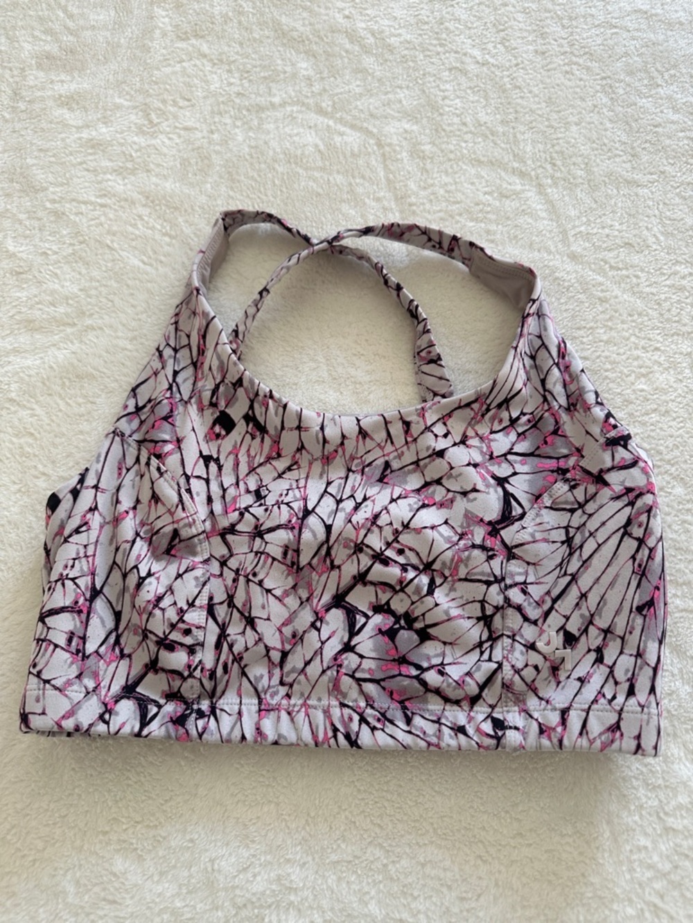 Joy Lab Abstract Pink & Black Athletic Sports Bra - Picture 1 of 5